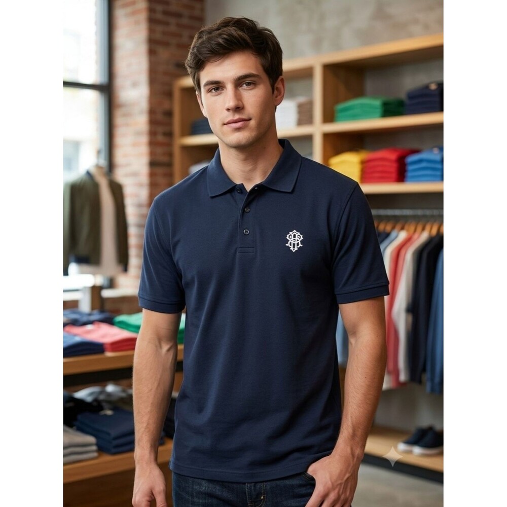 Vintage Southpole Mens Large Navy Blue Polo Shirt y2k Streetwear Embroidered